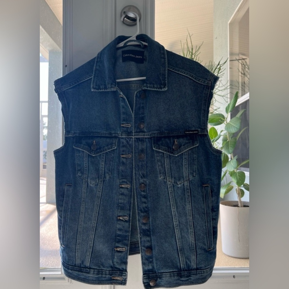 Calvin Klein Blue Denim Sleeveless Jacket